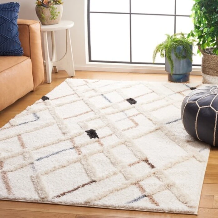 Safavieh Hi-Lo Shag Light Beige / Beige HLS210 4 ft. X 6 ft. Rectangle Rug