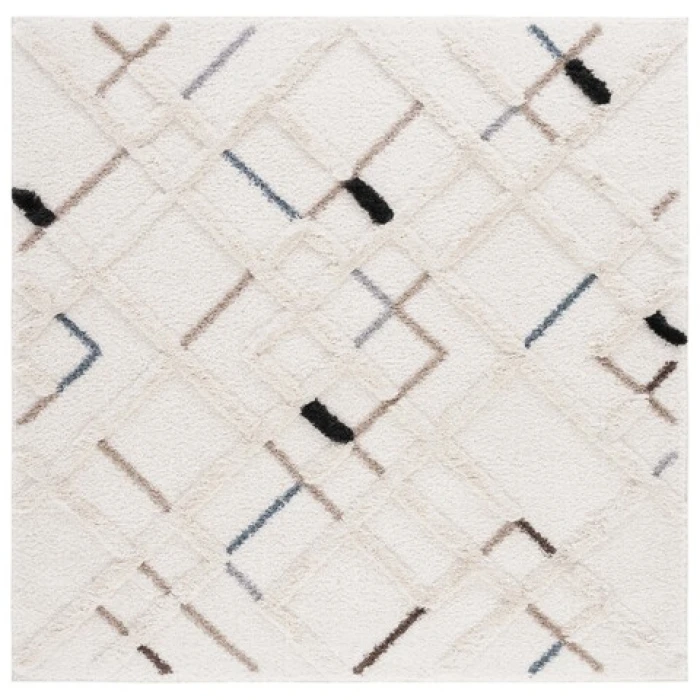 Safavieh Hi-Lo Shag Light Beige / Beige HLS210 6 ft. 7 in. X 6 ft. 7 in. Square Rug