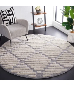 Safavieh Hi-Lo Shag Grey / Beige HLS212 6 ft. 7 in. X 6 ft. 7 in. Round Rug