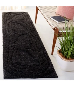 Safavieh Hi-Lo Shag Black HLS214 2 ft. 2 in. X 9 ft. Runner Rug