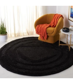 Safavieh Hi-Lo Shag Black HLS214 3 ft. X 3 ft. Round Rug