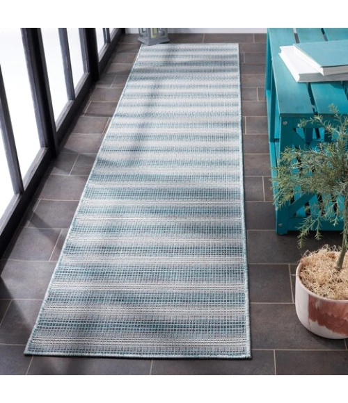 Safavieh Hampton Aqua / Ivory HTN231 2 ft. X 9 ft. Runner Rug