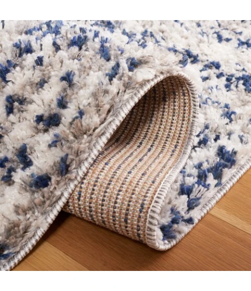 Safavieh Jericho Shag Navy / Ivory JER100 3 ft. X 3 ft. Round Rug