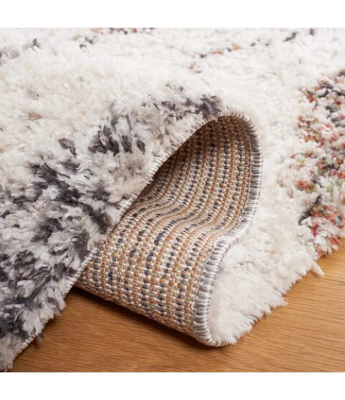 Safavieh Jericho Shag Ivory / Black JER102 2 ft. 2 in. X 8 ft. Runner Rug