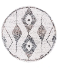 Safavieh Jericho Shag Ivory / Black JER102 6 ft. 7 in. X 6 ft. 7 in. Round Rug