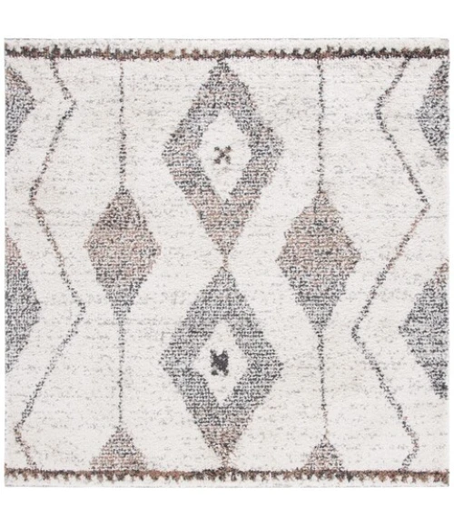 Safavieh Jericho Shag Ivory / Black JER102 6 ft. 7 in. X 6 ft. 7 in. Square Rug