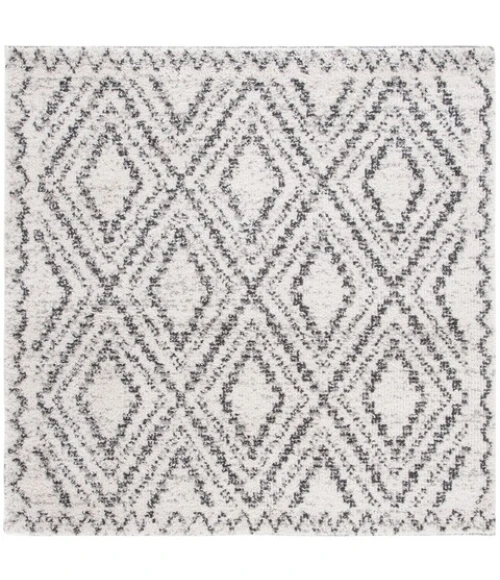 Safavieh Jericho Shag Ivory / Black JER104 6 ft. 7 in. X 6 ft. 7 in. Square Rug
