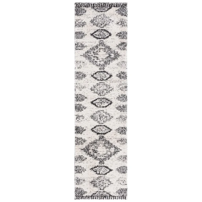Safavieh Jericho Shag Ivory / Black JER108 2 ft. 2 in. X 8 ft. Runner Rug