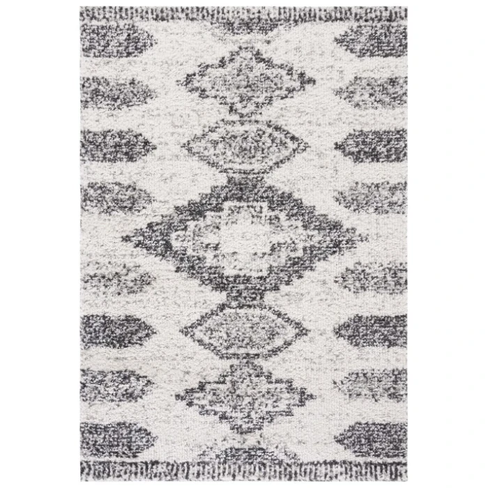 Safavieh Jericho Shag Ivory / Black JER108 5 ft. 3 in. X 7 ft. 6 in. Rectangle Rug