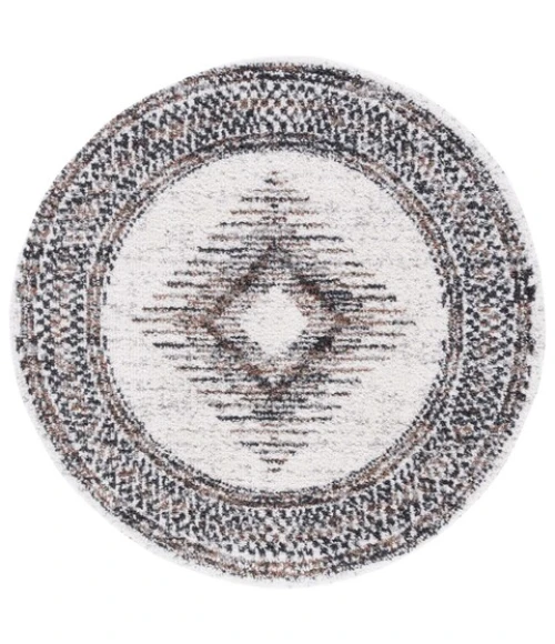 Safavieh Jericho Shag Black / Rust JER110 3 ft. X 3 ft. Round Rug