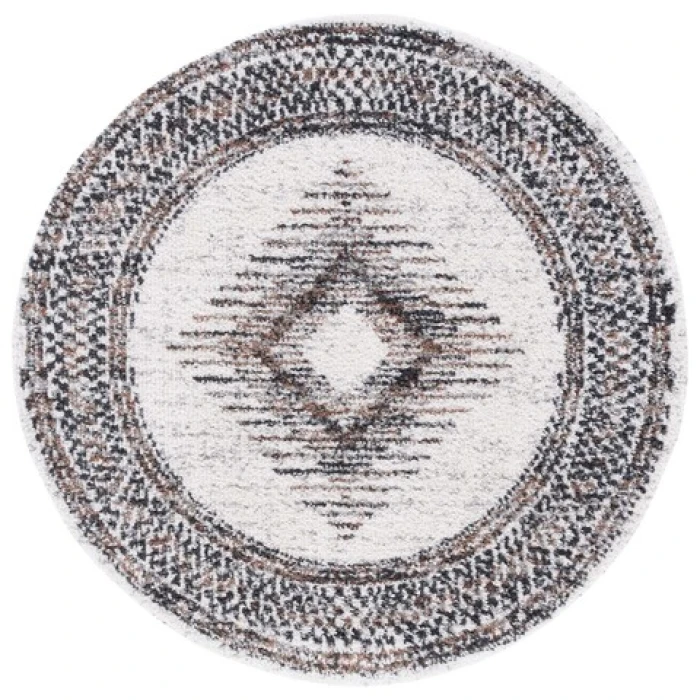 Safavieh Jericho Shag Black / Rust JER110 3 ft. X 3 ft. Round Rug