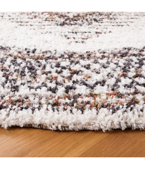 Safavieh Jericho Shag Black / Rust JER110 3 ft. X 3 ft. Round Rug