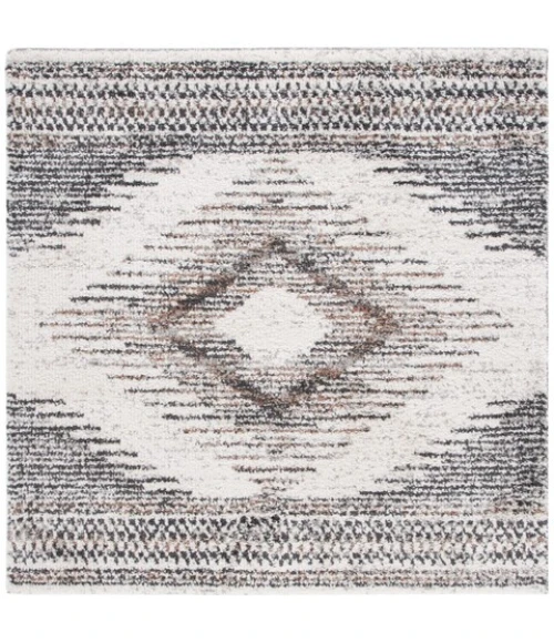 Safavieh Jericho Shag Black / Rust JER110 3 ft. X 3 ft. Square Rug
