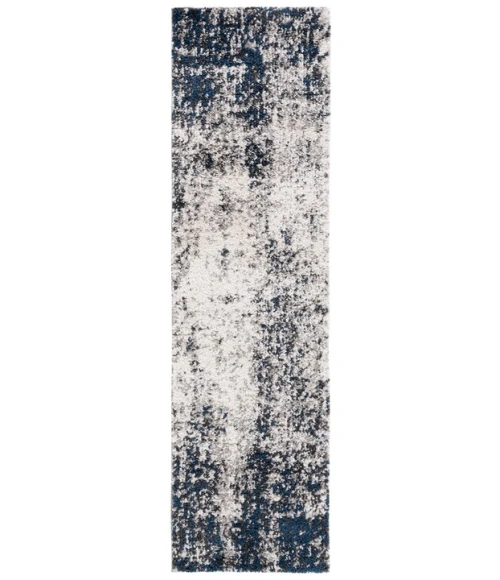 Safavieh Jericho Shag Ivory / Navy JER112 2 ft. 2 in. X 8 ft. Runner Rug