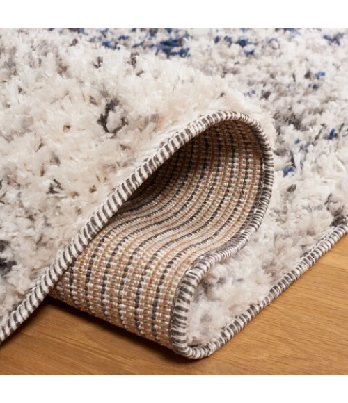 Safavieh Jericho Shag Ivory / Navy JER112 2 ft. 2 in. X 8 ft. Runner Rug