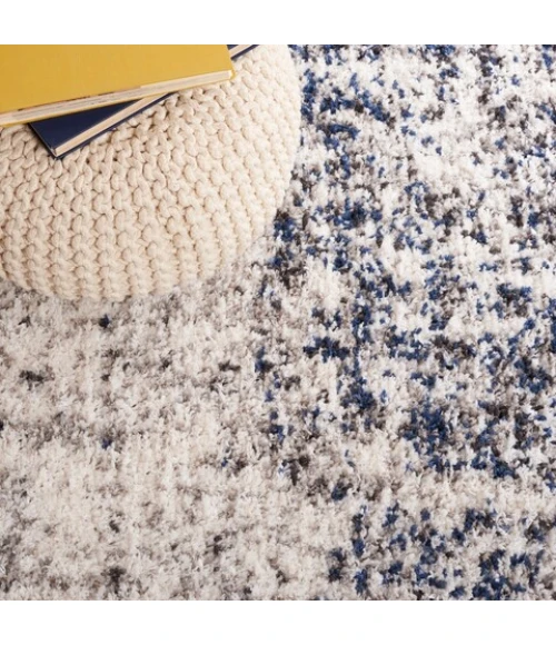 Safavieh Jericho Shag Ivory / Navy JER112 2 ft. 2 in. X 8 ft. Runner Rug