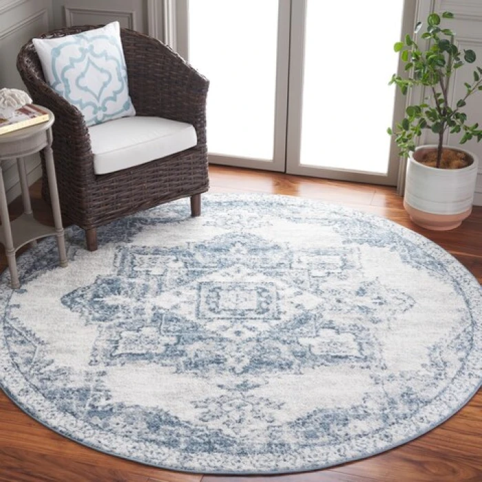 Safavieh Layla Ivory Grey / Blue LAY100 6 ft. 7 in. X 6 ft. 7 in. Round Rug