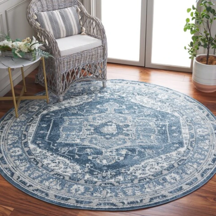 Safavieh Layla Ivory Grey / Blue LAY108 6 ft. 7 in. X 6 ft. 7 in. Round Rug
