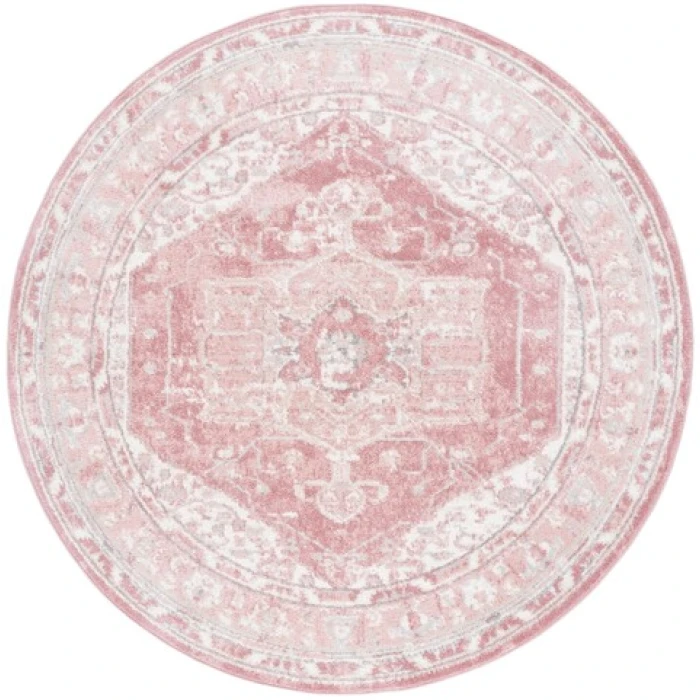 Safavieh Layla Ivory Grey / Pink LAY108 6 ft. 7 in. X 6 ft. 7 in. Round Rug