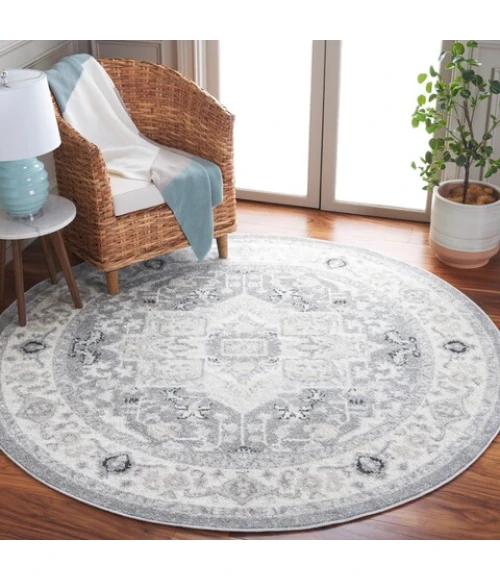 Safavieh Layla Ivory Grey / Charcoal LAY109 6 ft. 7 in. X 6 ft. 7 in. Round Rug