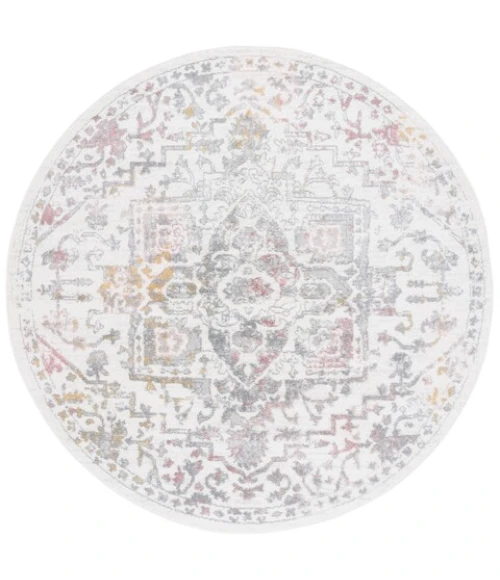 Safavieh Layla Ivory Grey / Pink LAY113 6 ft. 7 in. X 6 ft. 7 in. Round Rug