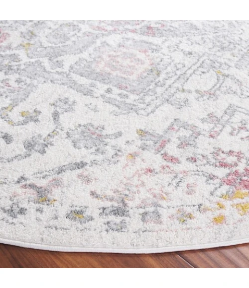 Safavieh Layla Ivory Grey / Pink LAY113 6 ft. 7 in. X 6 ft. 7 in. Round Rug