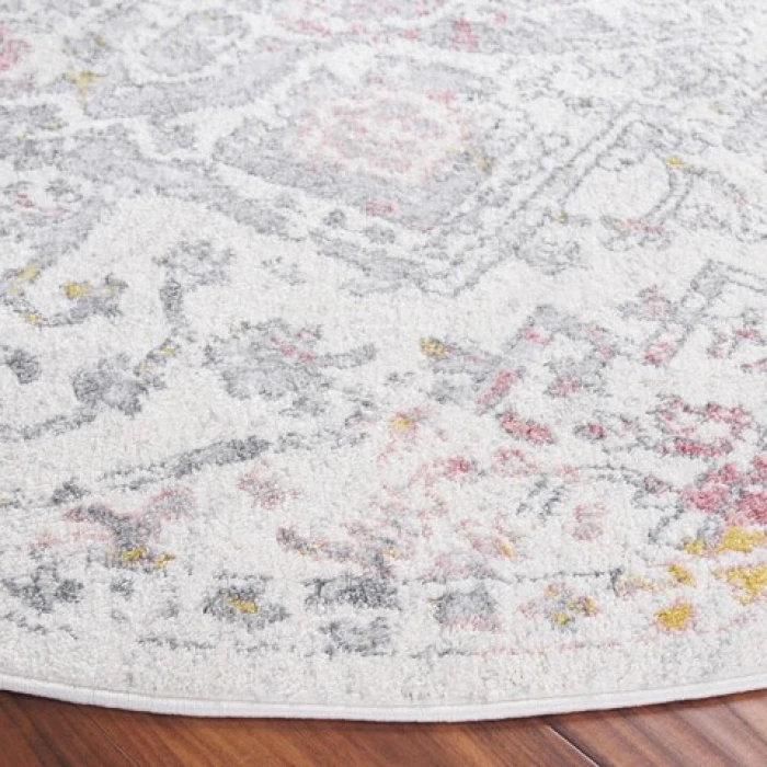 Safavieh Layla Ivory Grey / Pink LAY113 6 ft. 7 in. X 6 ft. 7 in. Round Rug