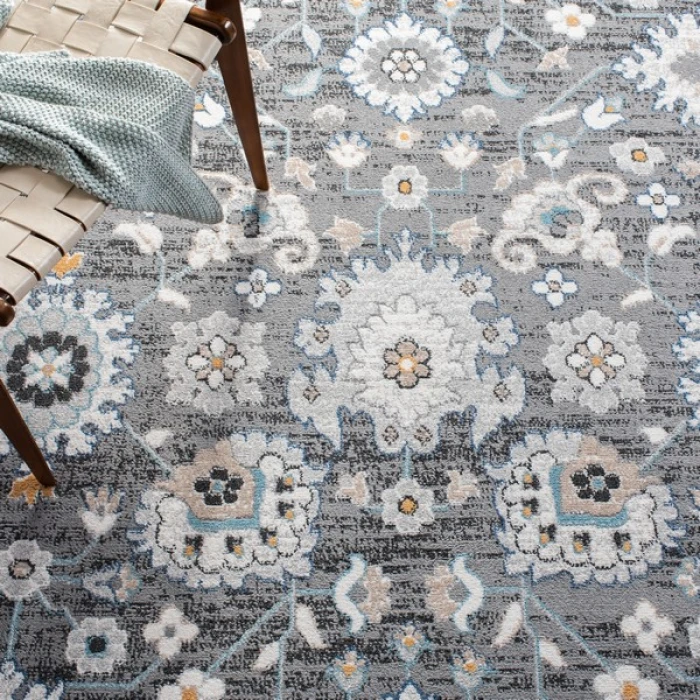Safavieh Liberty  Dark Grey / Ivory LIB743 6 ft. 7 in. X 6 ft. 7 in. Round Rug