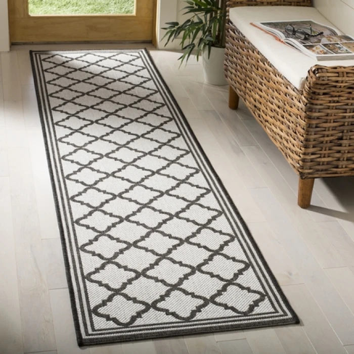 Safavieh Linden  Light Grey / Charcoal LND121 2 ft. 2 in. X 8 ft. Runner Rug