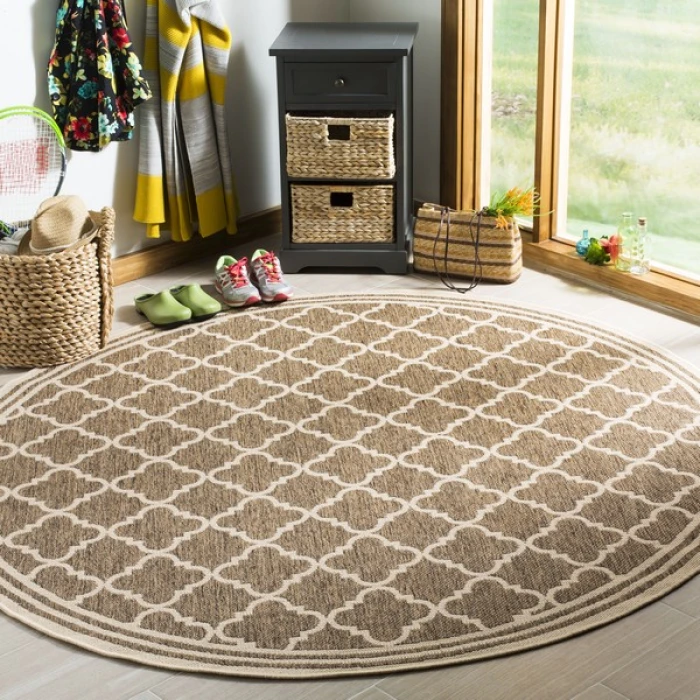 Safavieh Linden  Beige / Cream LND121 6 ft. 7 in. X 6 ft. 7 in. Round Rug
