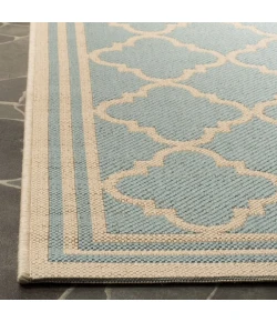 Safavieh Linden  Aqua / Cream LND121 6 ft. 7 in. X 6 ft. 7 in. Square Rug