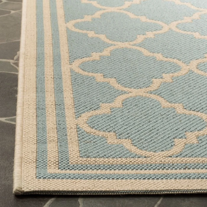 Safavieh Linden  Aqua / Cream LND121 6 ft. 7 in. X 6 ft. 7 in. Round Rug