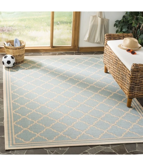 Safavieh Linden  Aqua / Cream LND121 8 ft. X 10 ft. Rectangle Rug
