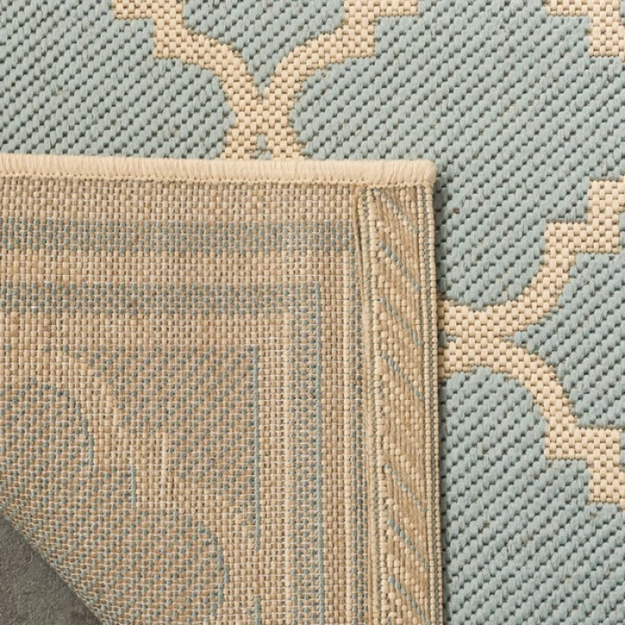 Safavieh Linden  Aqua / Cream LND121 6 ft. 7 in. X 6 ft. 7 in. Square Rug