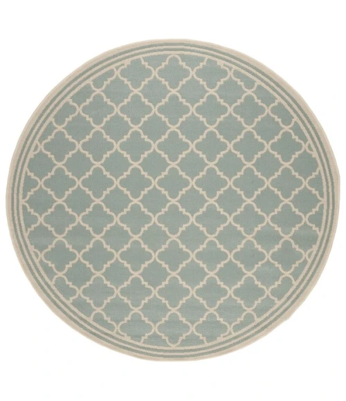 Safavieh Linden  Aqua / Cream LND121 6 ft. 7 in. X 6 ft. 7 in. Round Rug