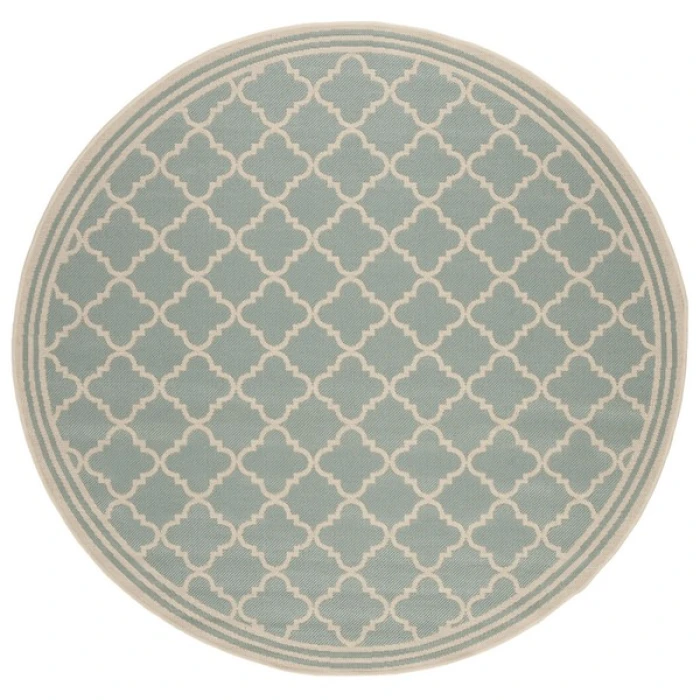 Safavieh Linden  Aqua / Cream LND121 6 ft. 7 in. X 6 ft. 7 in. Round Rug