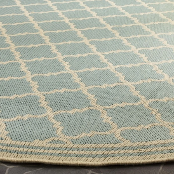 Safavieh Linden  Aqua / Cream LND121 6 ft. 7 in. X 6 ft. 7 in. Round Rug