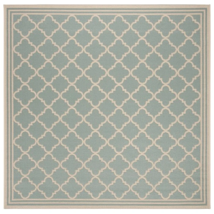 Safavieh Linden  Aqua / Cream LND121 6 ft. 7 in. X 6 ft. 7 in. Square Rug