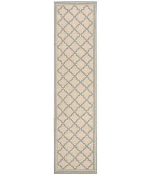 Safavieh Linden  Cream / Aqua LND121 2 ft. 2 in. X 8 ft. Runner Rug