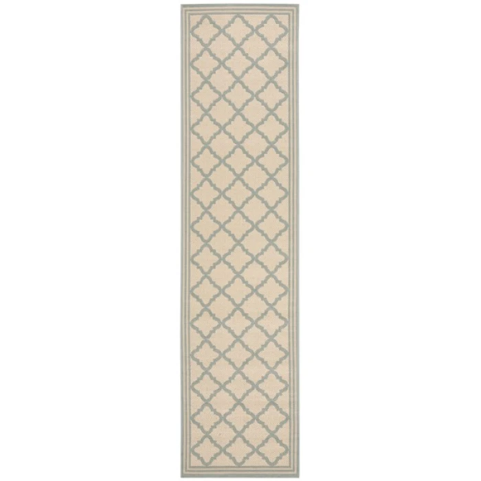Safavieh Linden  Cream / Aqua LND121 2 ft. 2 in. X 8 ft. Runner Rug