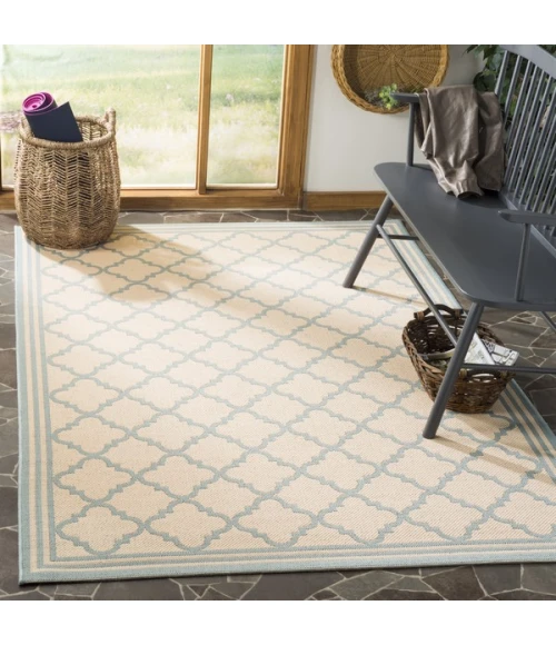 Safavieh Linden  Cream / Aqua LND121 8 ft. X 10 ft. Rectangle Rug