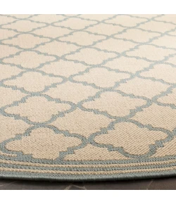 Safavieh Linden  Cream / Aqua LND121 6 ft. 7 in. X 6 ft. 7 in. Round Rug