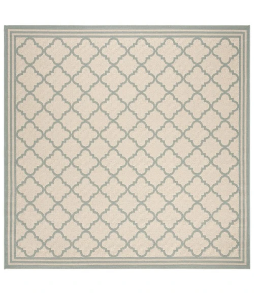 Safavieh Linden  Cream / Aqua LND121 6 ft. 7 in. X 6 ft. 7 in. Square Rug