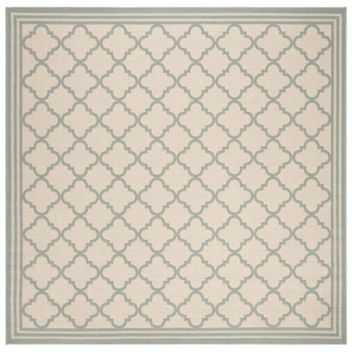Safavieh Linden  Cream / Aqua LND121 6 ft. 7 in. X 6 ft. 7 in. Square Rug