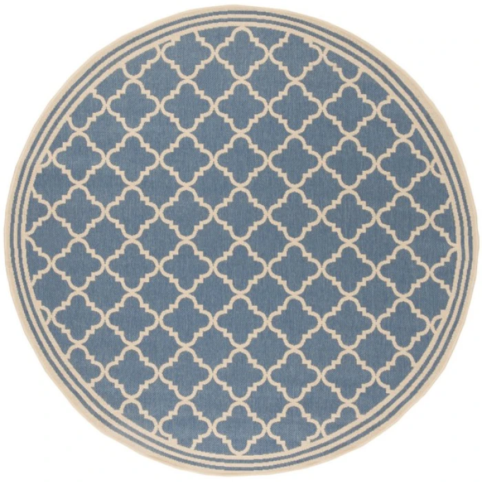 Safavieh Linden  Blue / Creme LND121 6 ft. 7 in. X 6 ft. 7 in. Round Rug