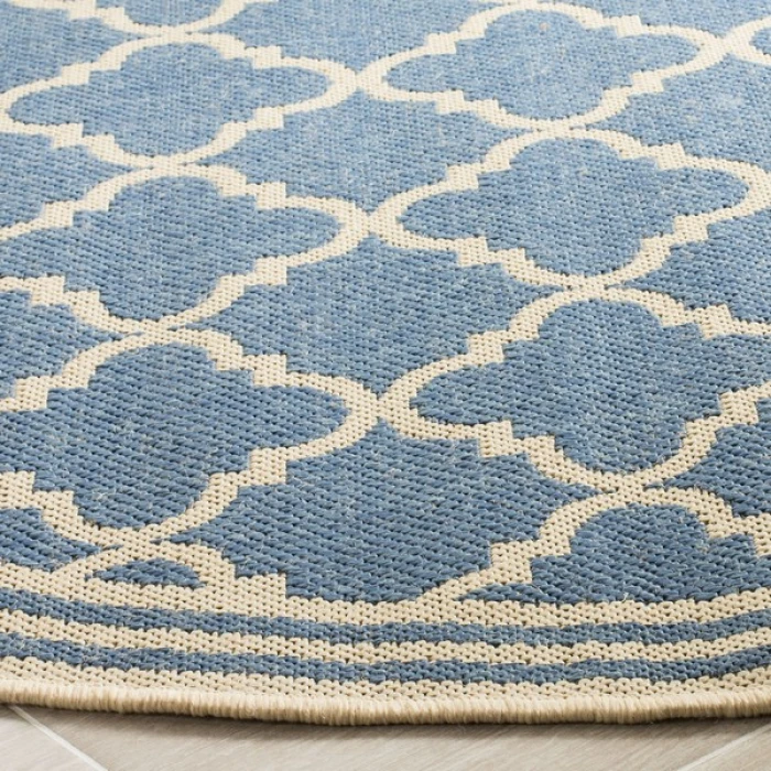 Safavieh Linden  Blue / Creme LND121 6 ft. 7 in. X 6 ft. 7 in. Round Rug
