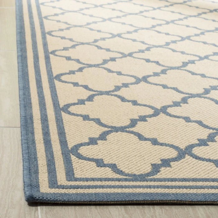 Safavieh Linden  Cream / Blue LND121 6 ft. 7 in. X 6 ft. 7 in. Round Rug