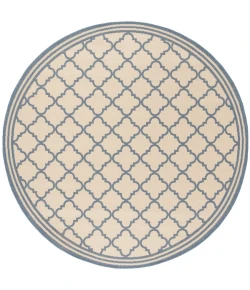 Safavieh Linden  Cream / Blue LND121 6 ft. 7 in. X 6 ft. 7 in. Round Rug