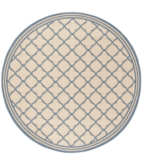 Safavieh Linden  Cream / Blue LND121 6 ft. 7 in. X 6 ft. 7 in. Round Rug