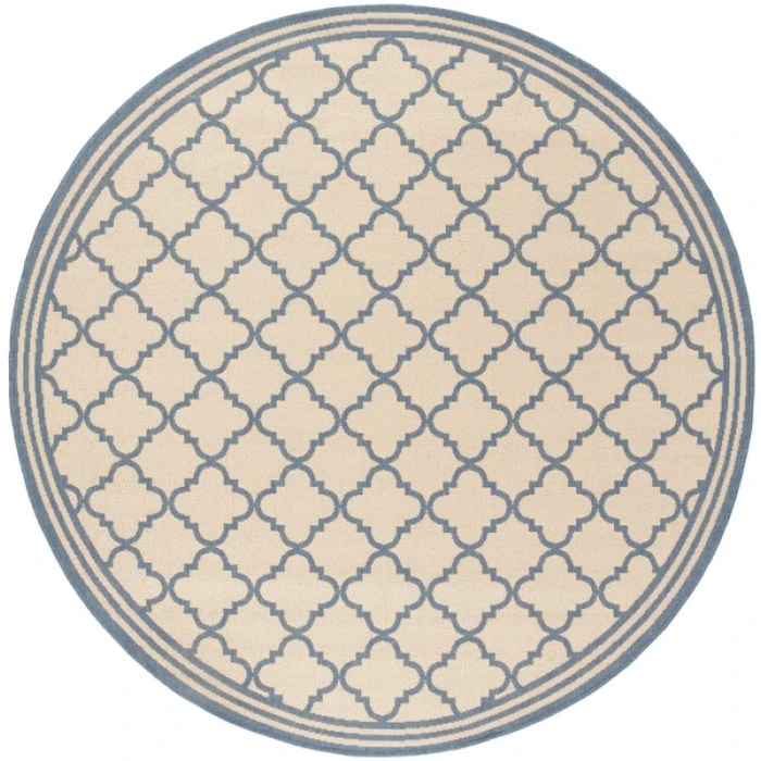 Safavieh Linden  Cream / Blue LND121 6 ft. 7 in. X 6 ft. 7 in. Round Rug